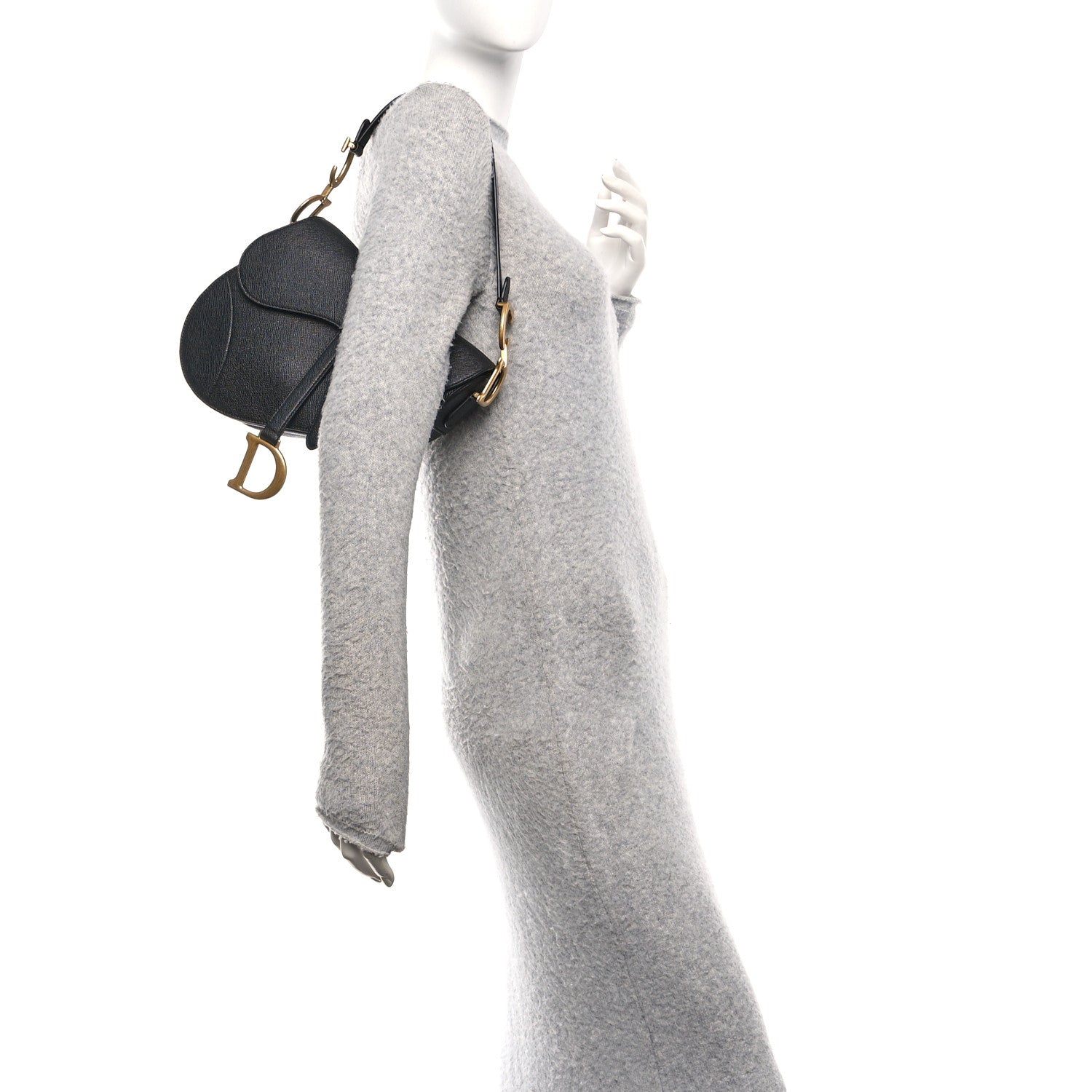 Christian Dior Grained Calfskin Saddle Bag Black