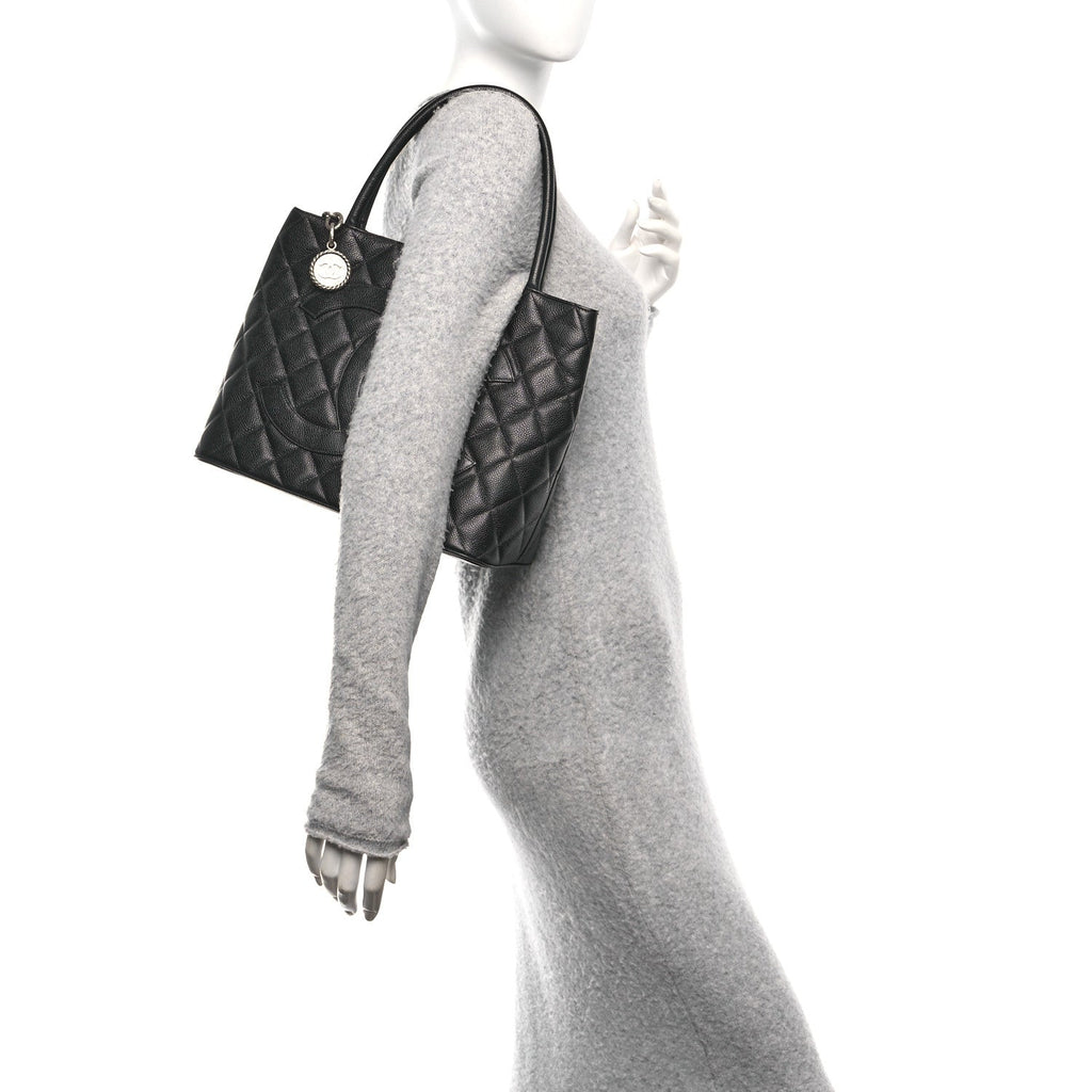Chanel Caviar Quilted Medallion Tote Black