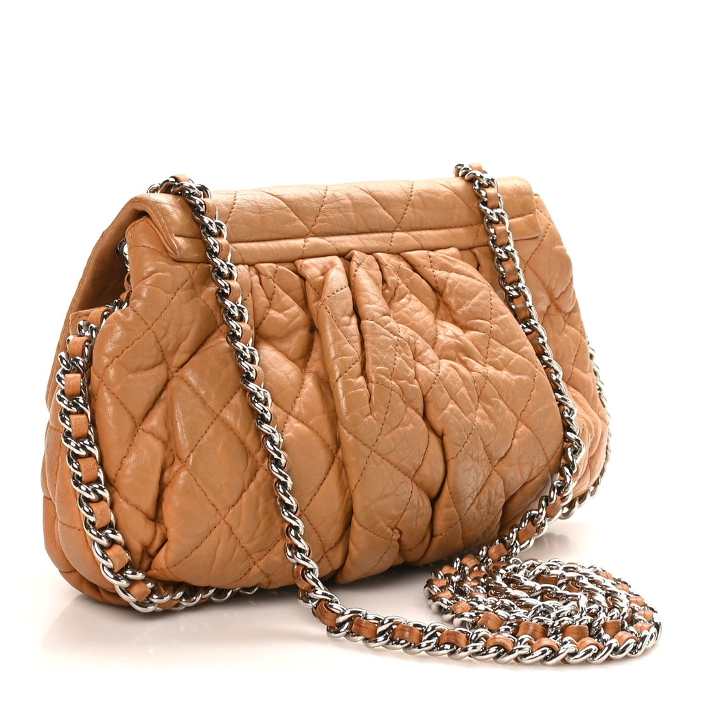 Chanel Washed Lambskin Medium Chain Around Messenger Brown