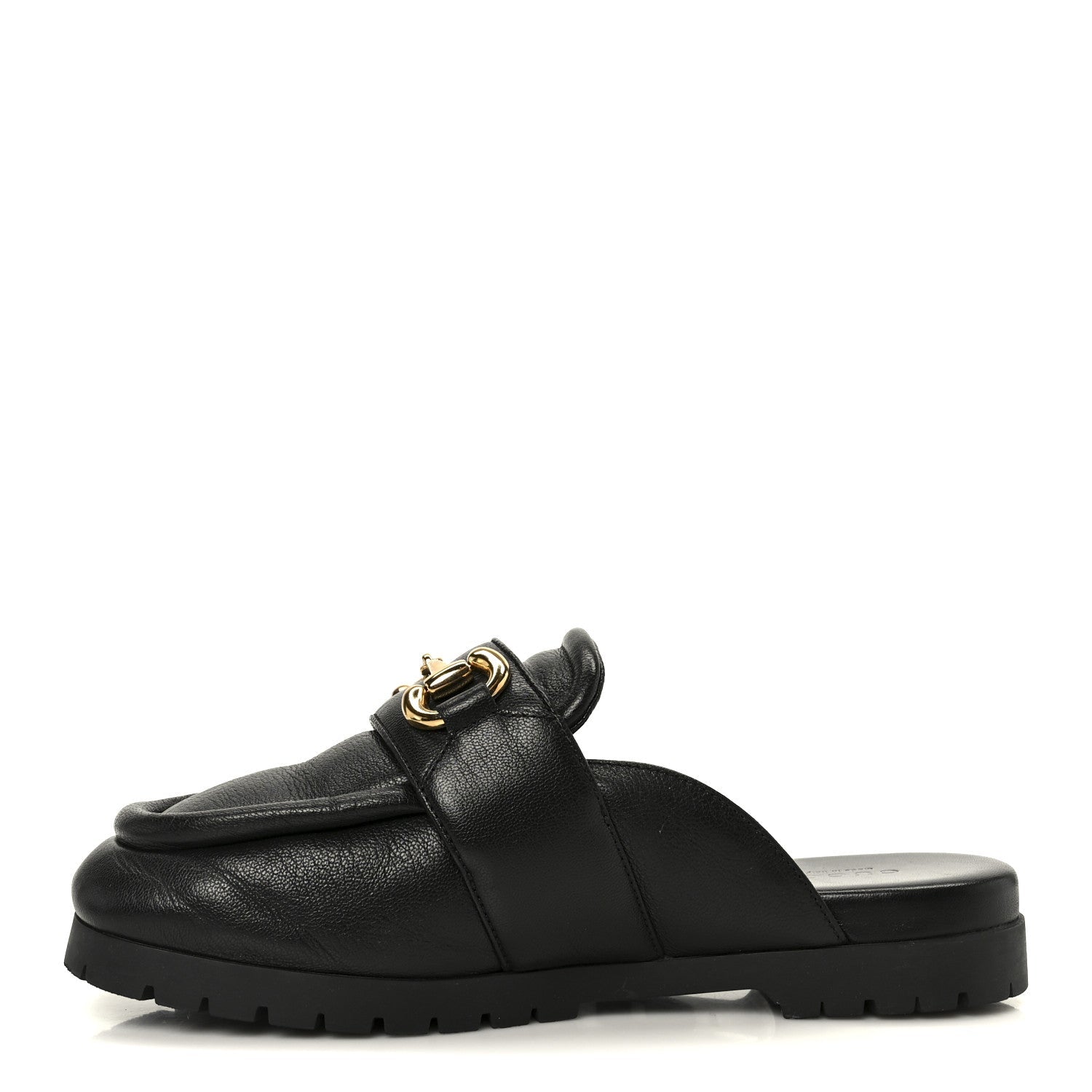 Gucci Goatskin Auroville Horsebit Mules 37.5 Black