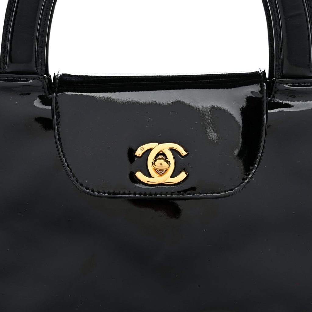 Chanel Patent Small Kelly Flap Bag Black
