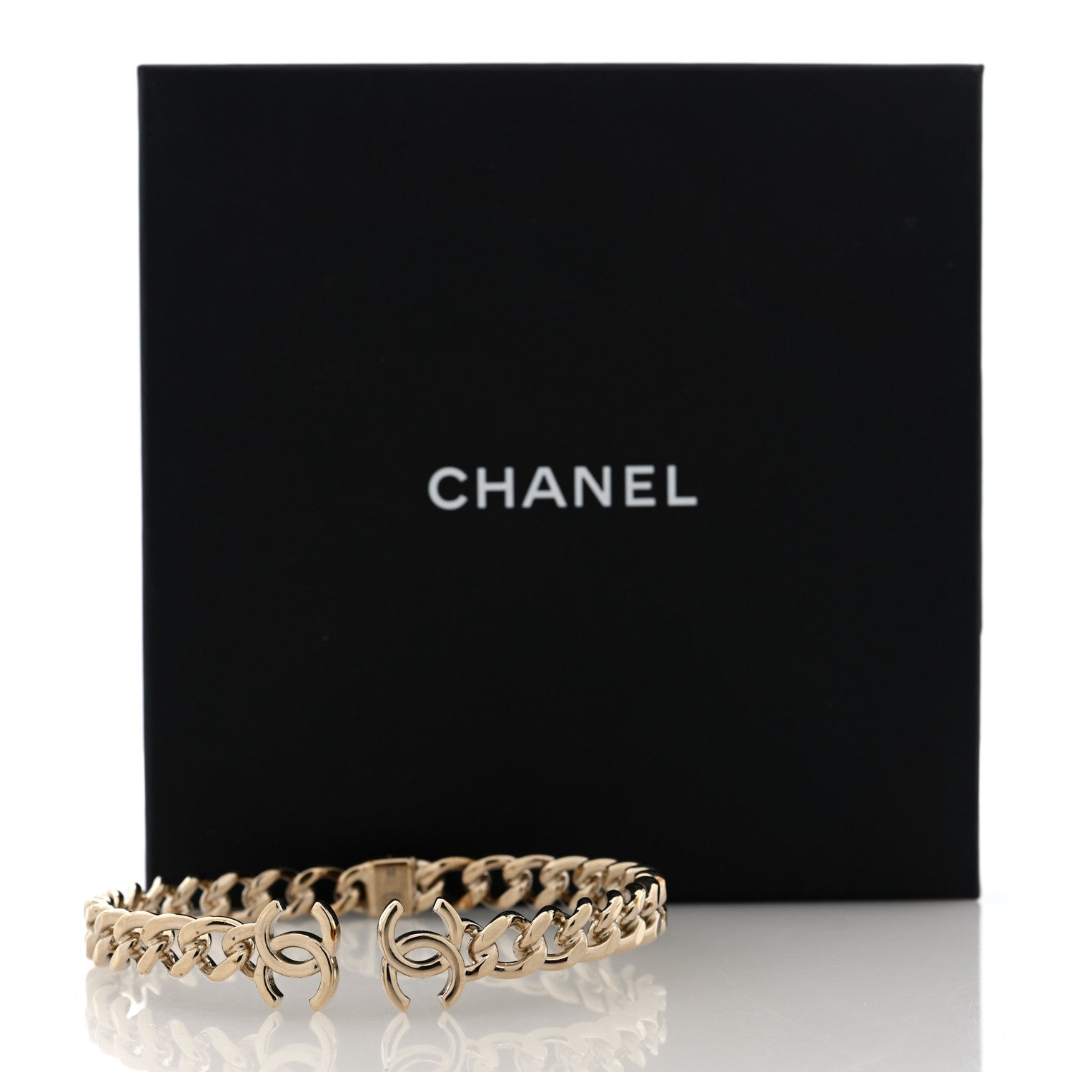 Metal CC Chain Link Choker Necklace M Gold