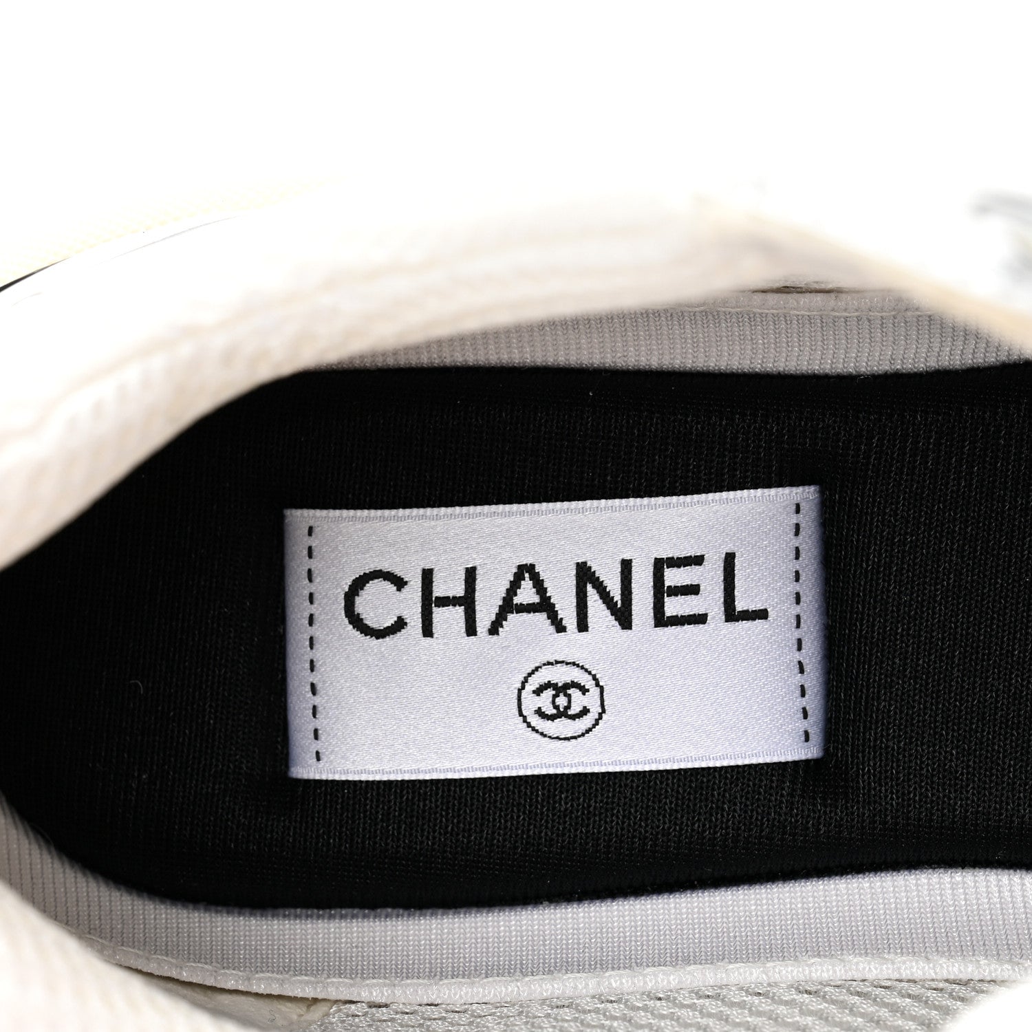 Fabric Laminated Calfskin Stretch CC Sneakers 39.5 White Silver