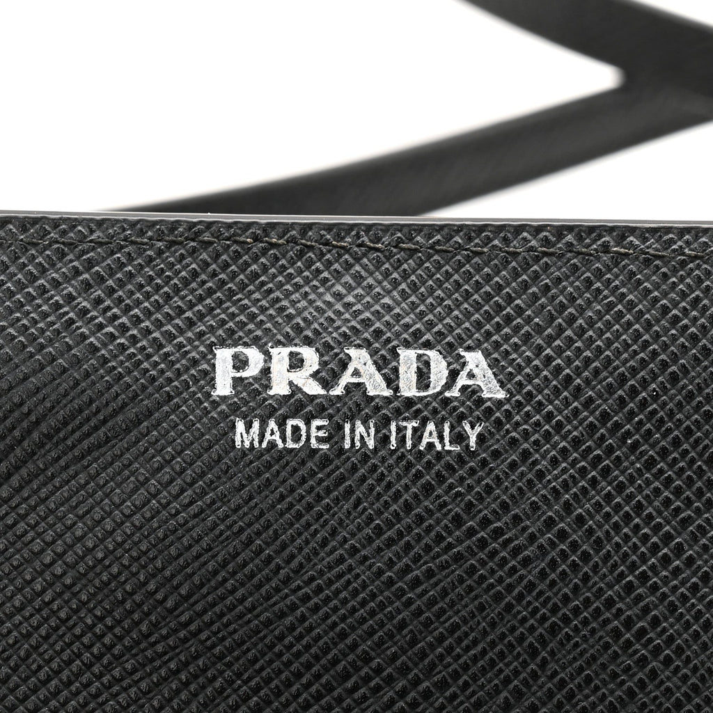 Prada Saffiano Metal Flap Wallet With Strap Black