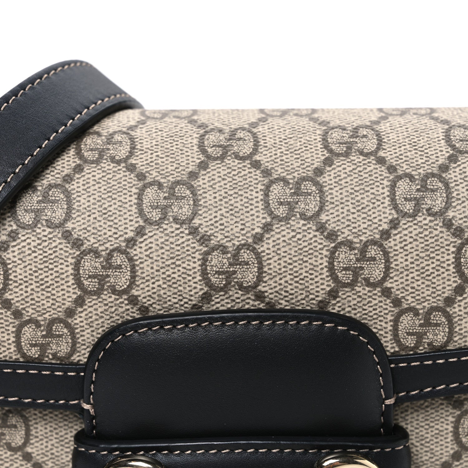 Gucci GG Supreme Monogram Horsebit 1955 Soft Small Shoulder Bag Beige Black