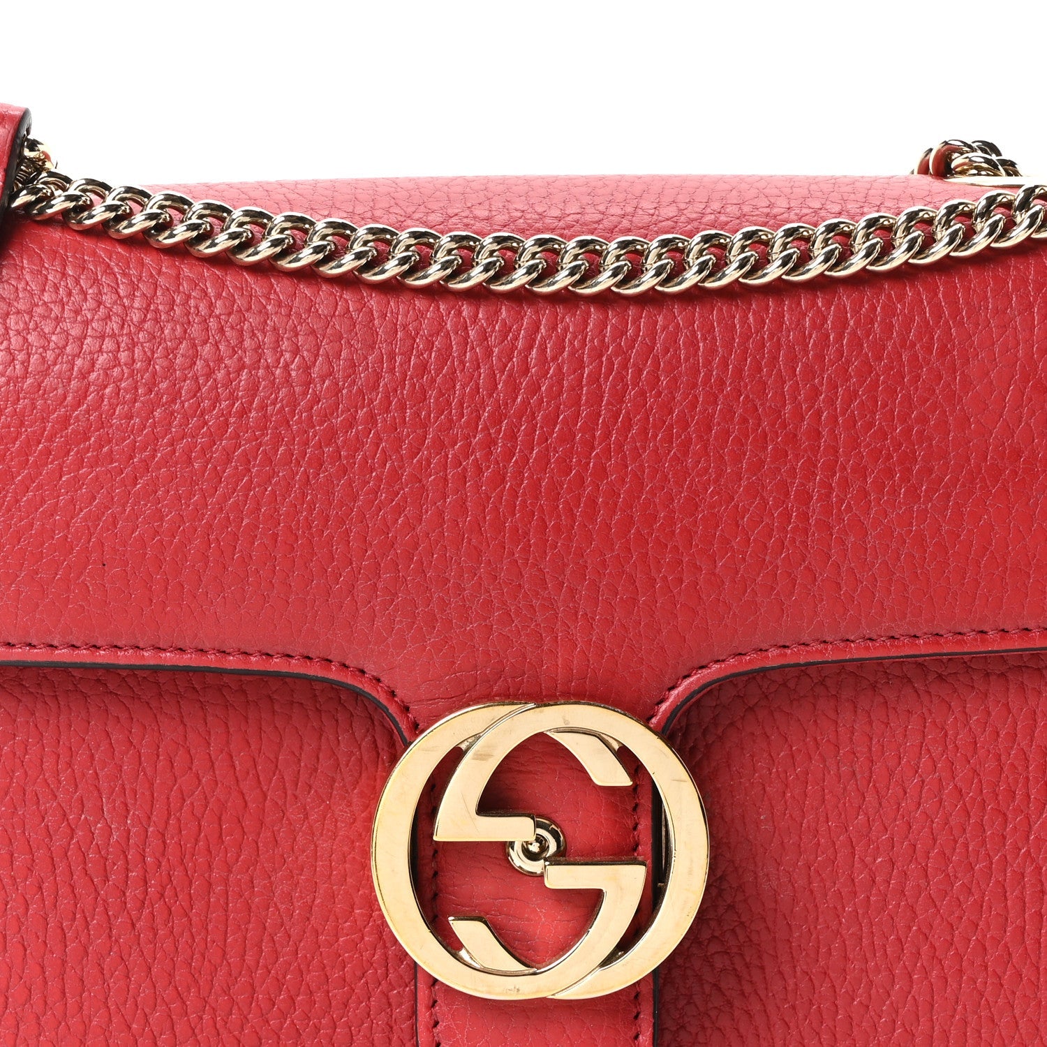 Gucci Dollar Calfskin Small Interlocking G Shoulder Bag Red