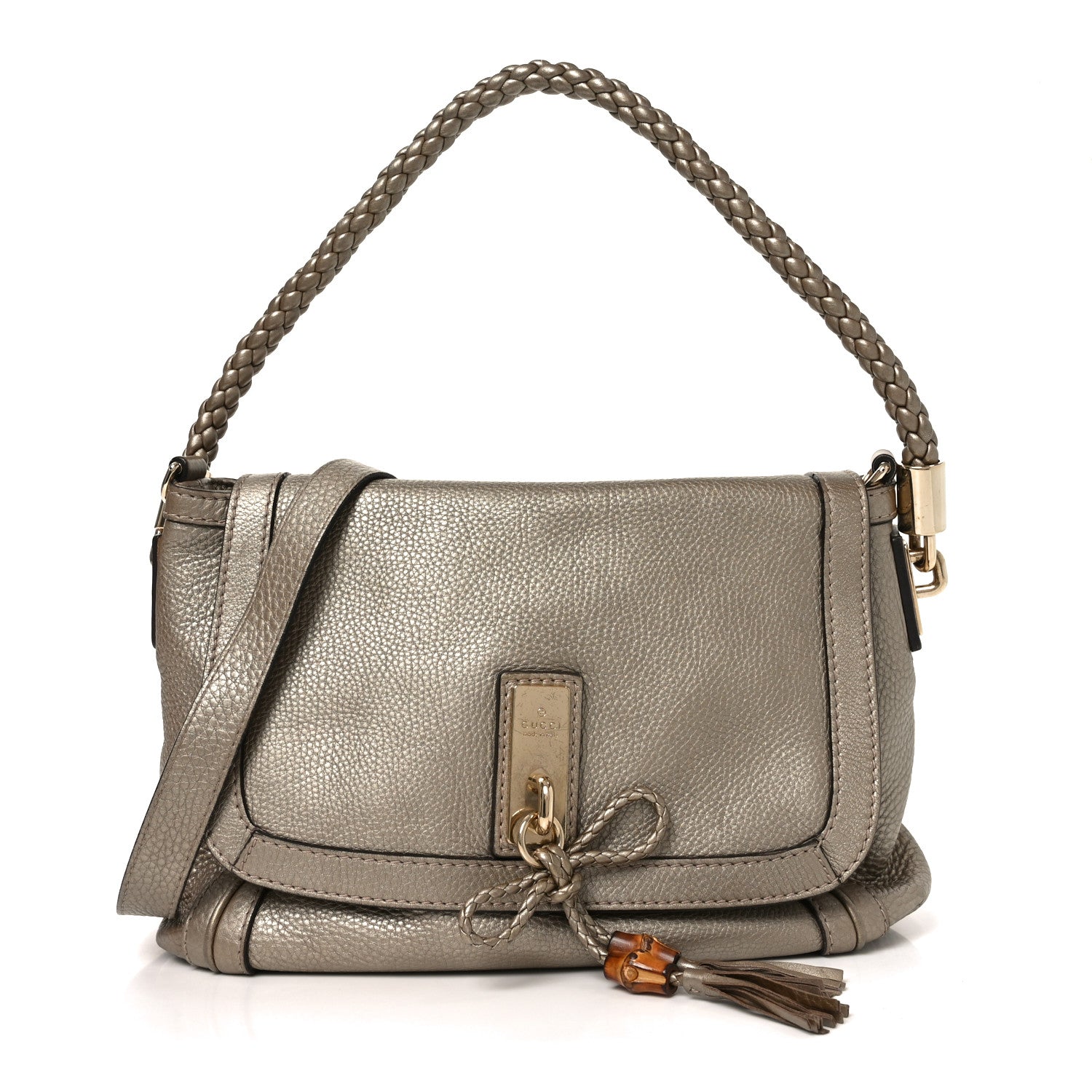 Gucci Monogram Calfskin Medium Bella Flap Bag Beige Ebony Champagne
