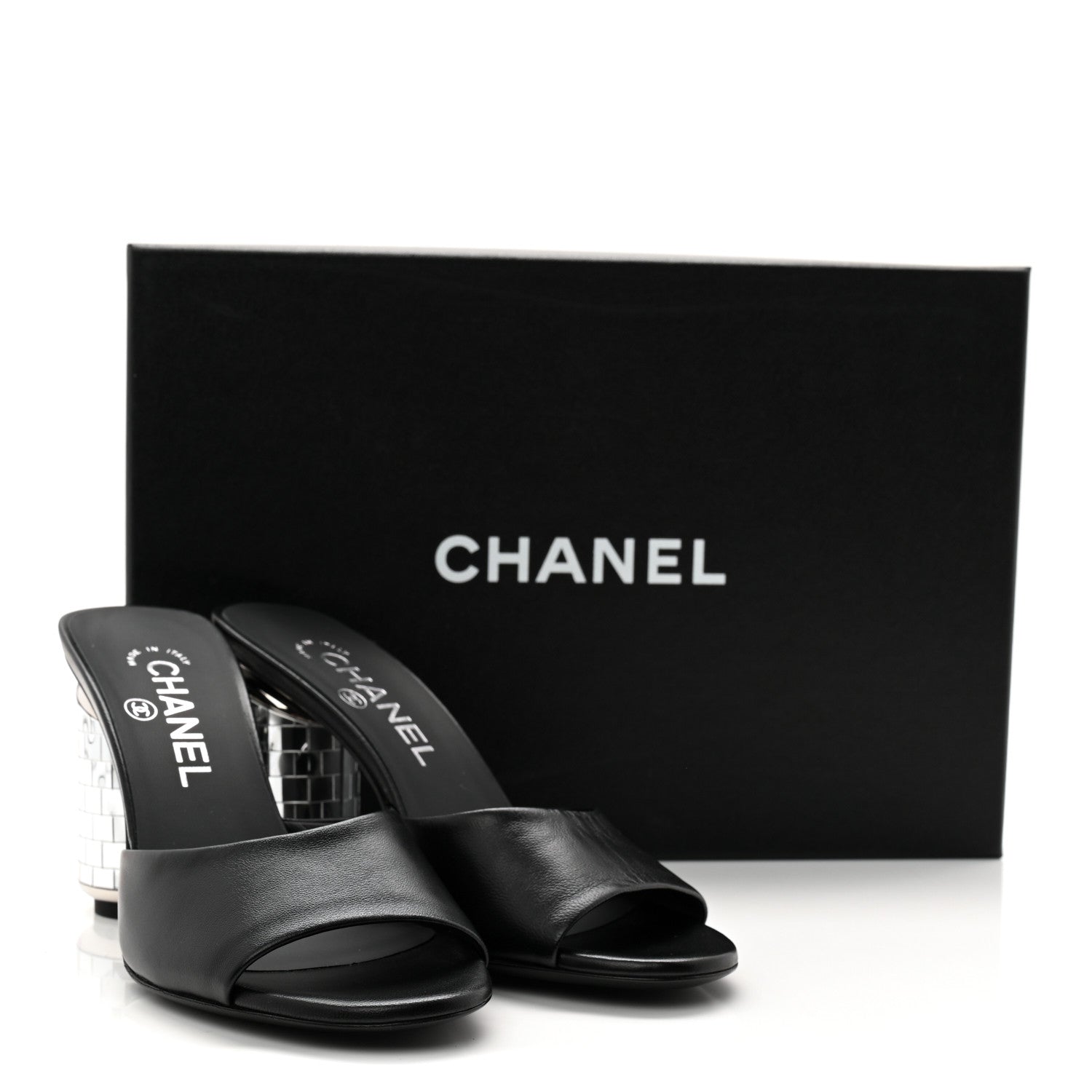 Lambskin Mirror Mules 35.5 Black