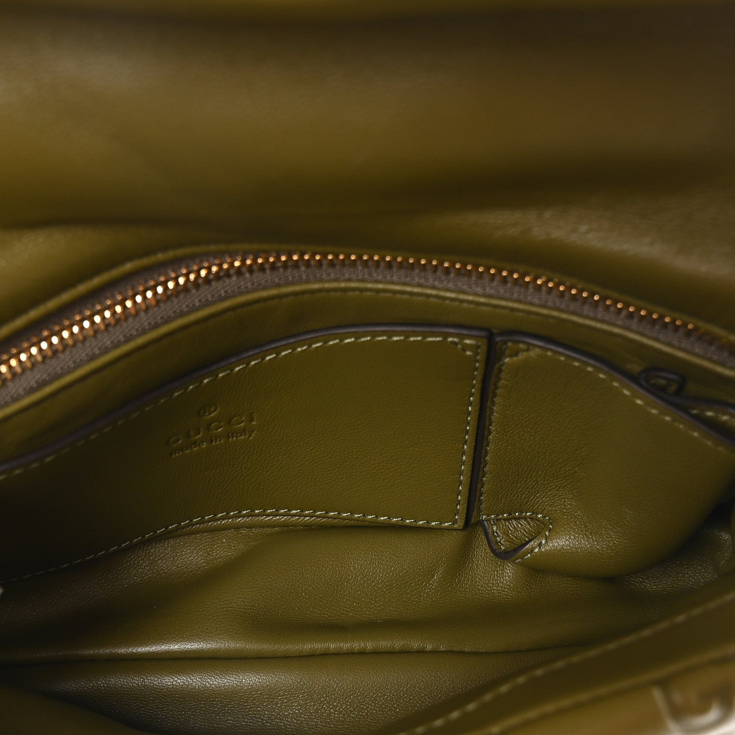 Gucci Lambskin Embossed Mini GG Milano Top Handle Shoulder Bag Green