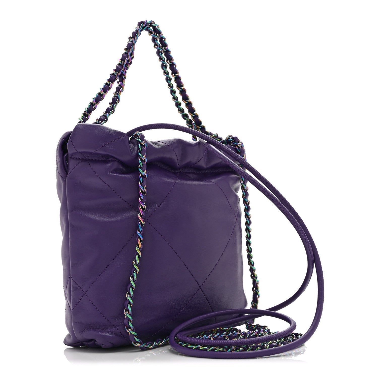 Chanel Shiny Calfskin Quilted Rainbow Mini Chanel 22 Purple