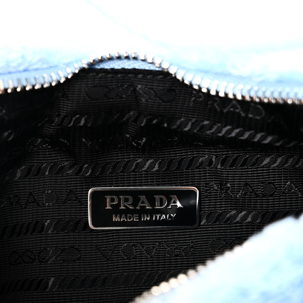 Prada Terry Cloth Mini Re-Edition 2000 Bag Celeste Black