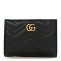 Gucci Calfskin Matelasse GG Marmont Card Case Wallet Black