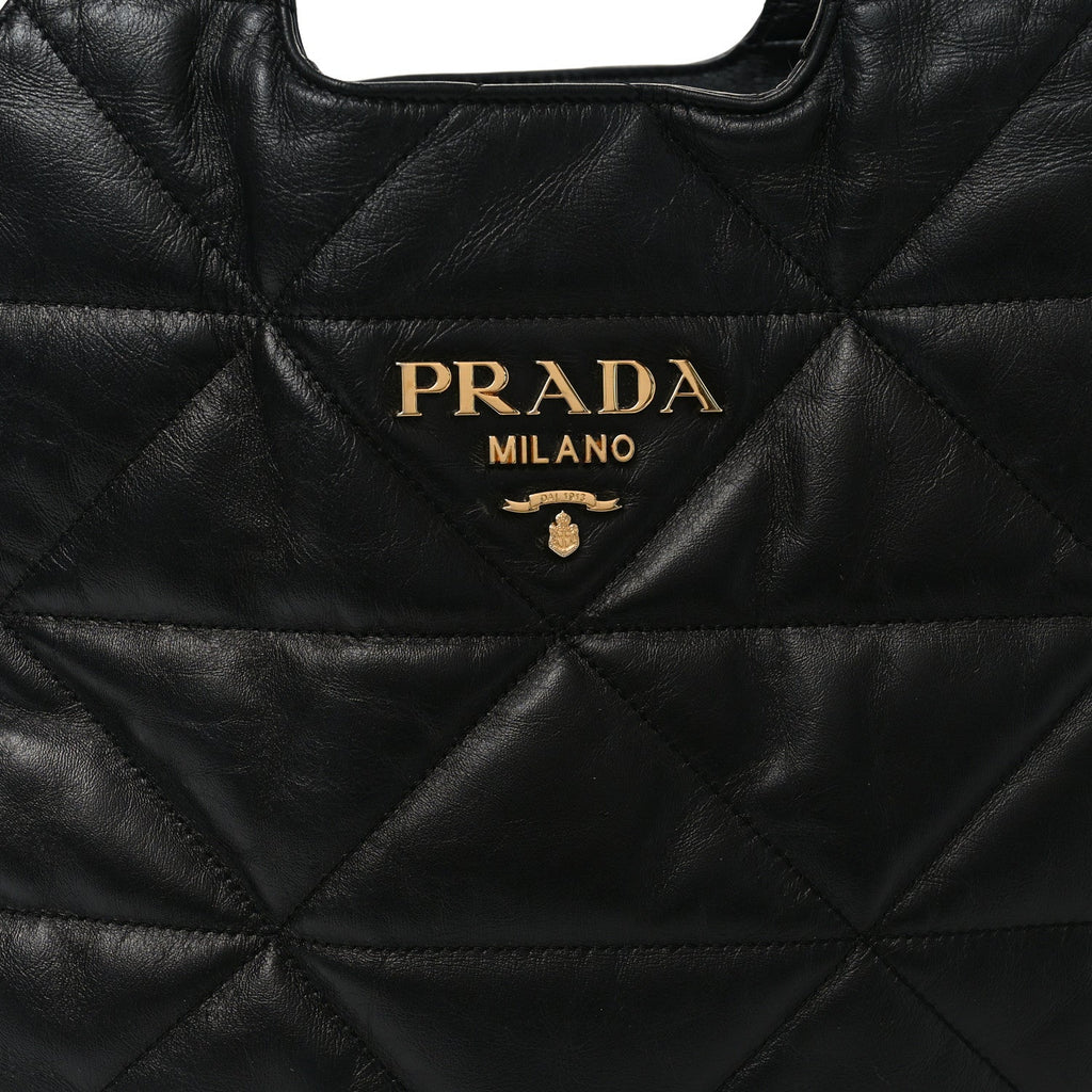 Prada Nappa Quilted Medium Dynamique Tote Black