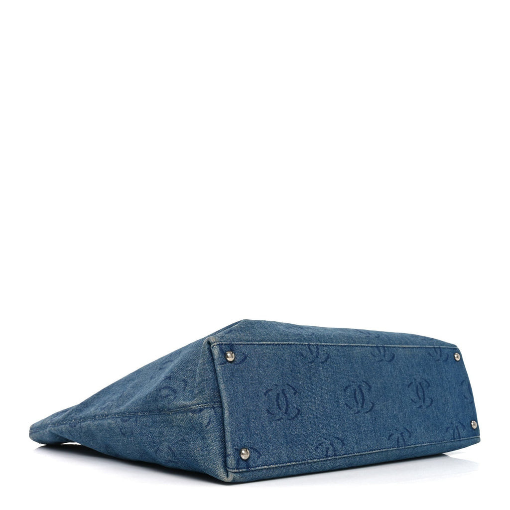 Chanel Denim Large CC Tote Dark Navy Blue