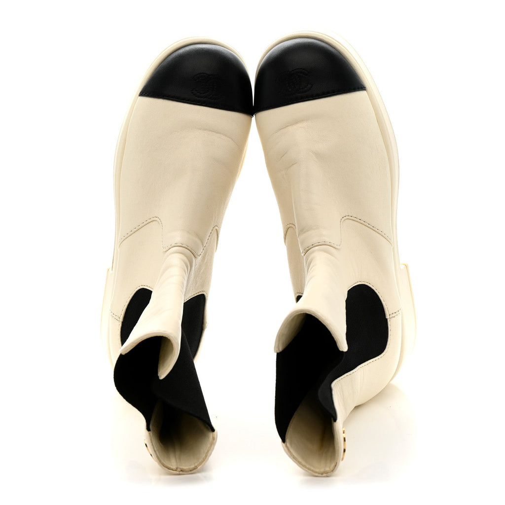 Cap Toe CC Ankle Boots 39.5 White Black