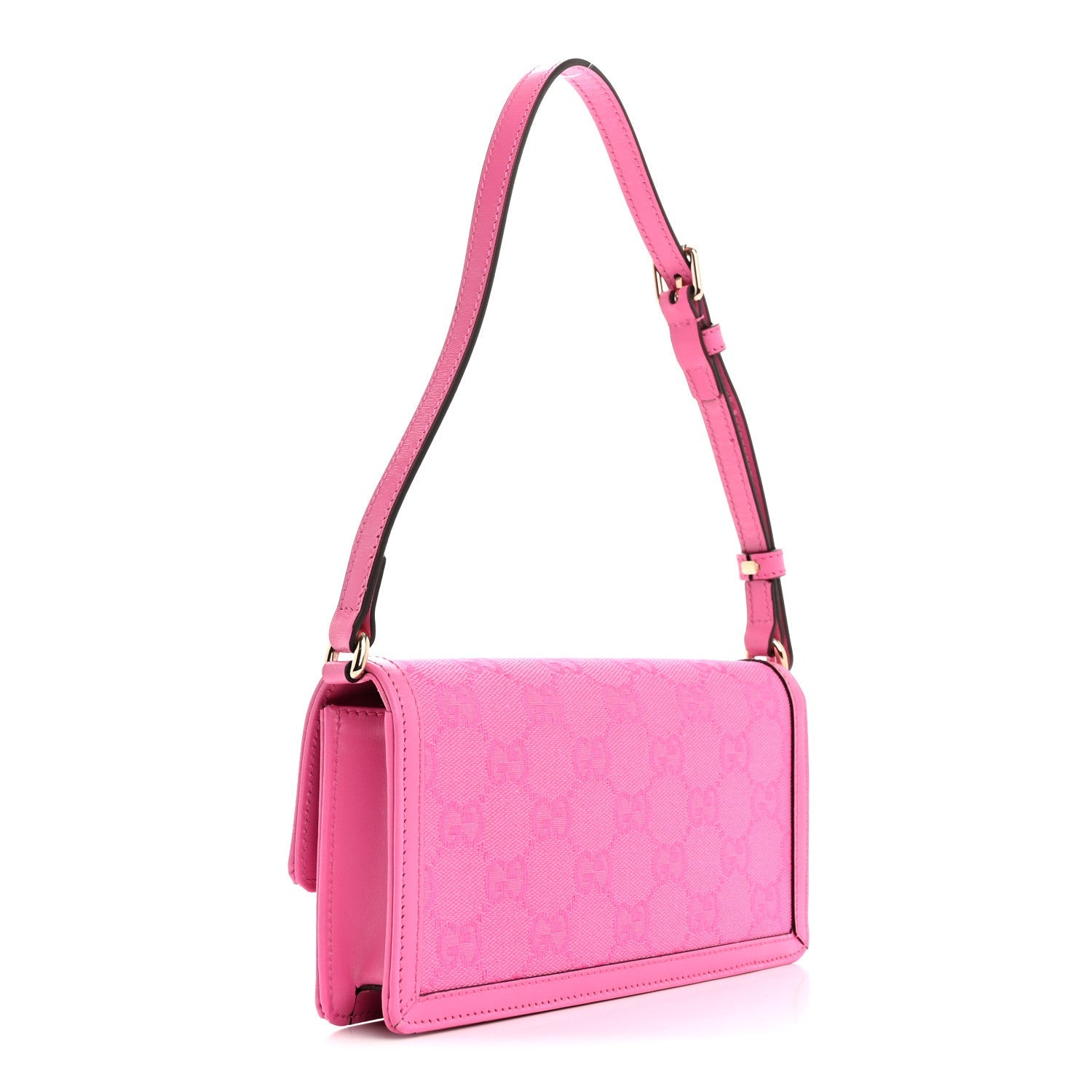 Gucci GG Monogram Scratch Lux Calfskin Mini Luce Shoulder Bag Rose Dark Blossom