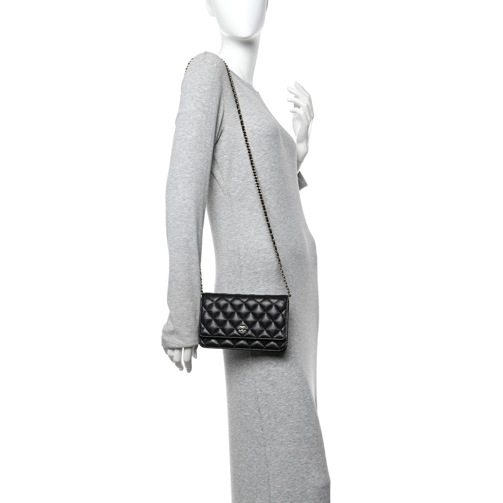 Chanel Caviar Quilted Wallet on Chain WOC Black