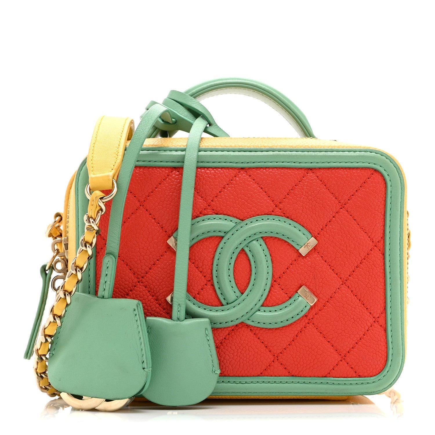 Chanel Caviar Quilted Small CC Filigree Vanity Case Multicolor