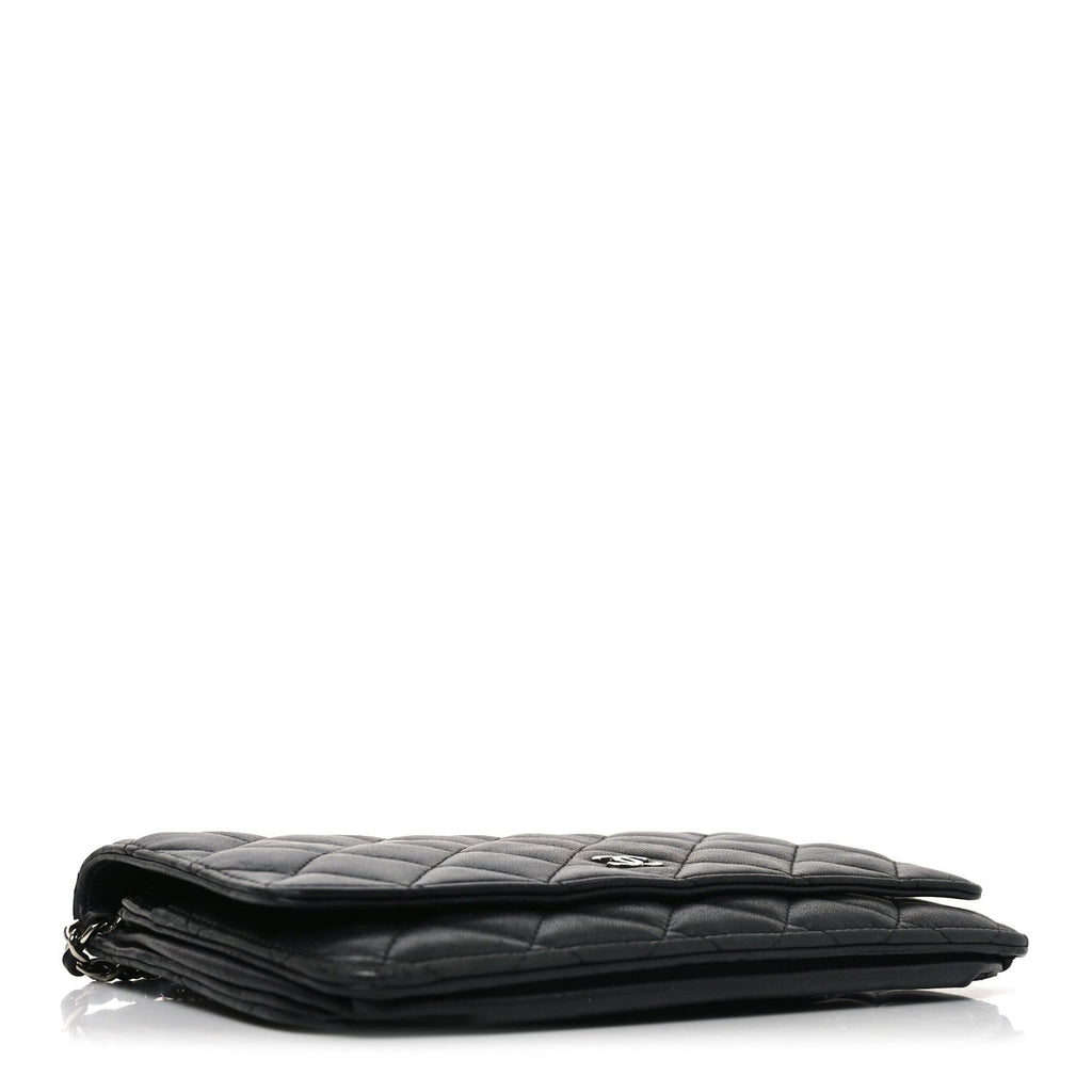 Chanel Lambskin Quilted Wallet On Chain WOC Black