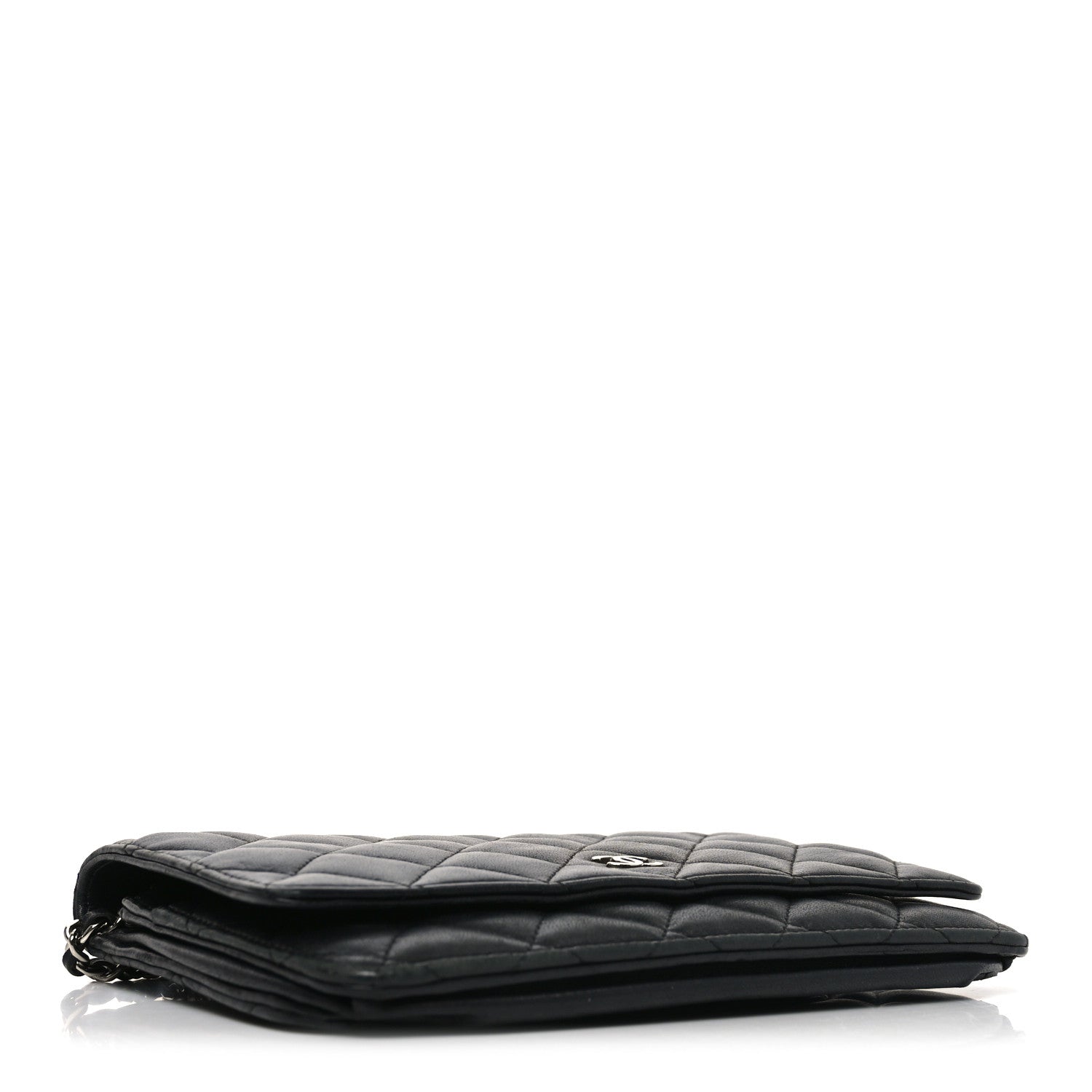 Chanel Lambskin Quilted Wallet On Chain WOC Black