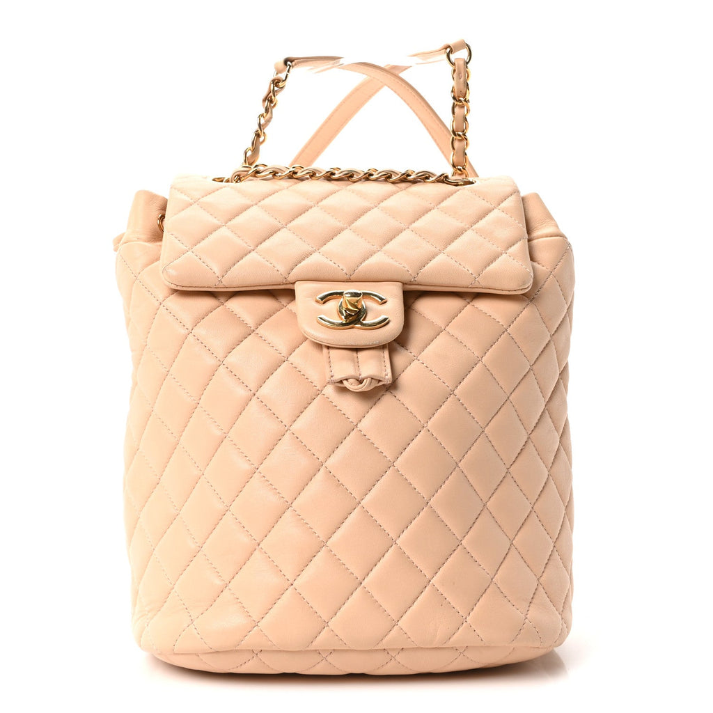 Chanel Calfskin Quilted Small Urban Spirit Backpack Beige