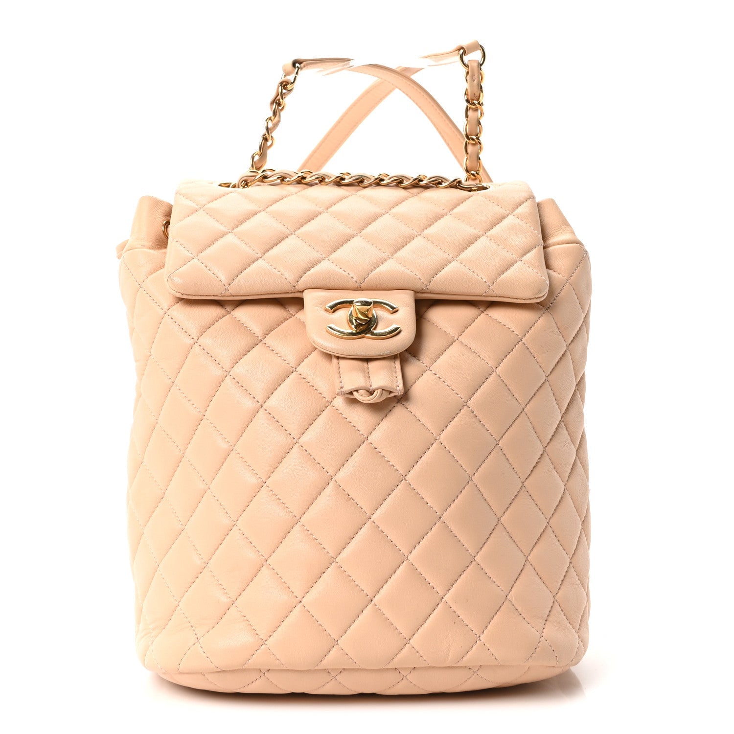Chanel Calfskin Quilted Small Urban Spirit Backpack Beige