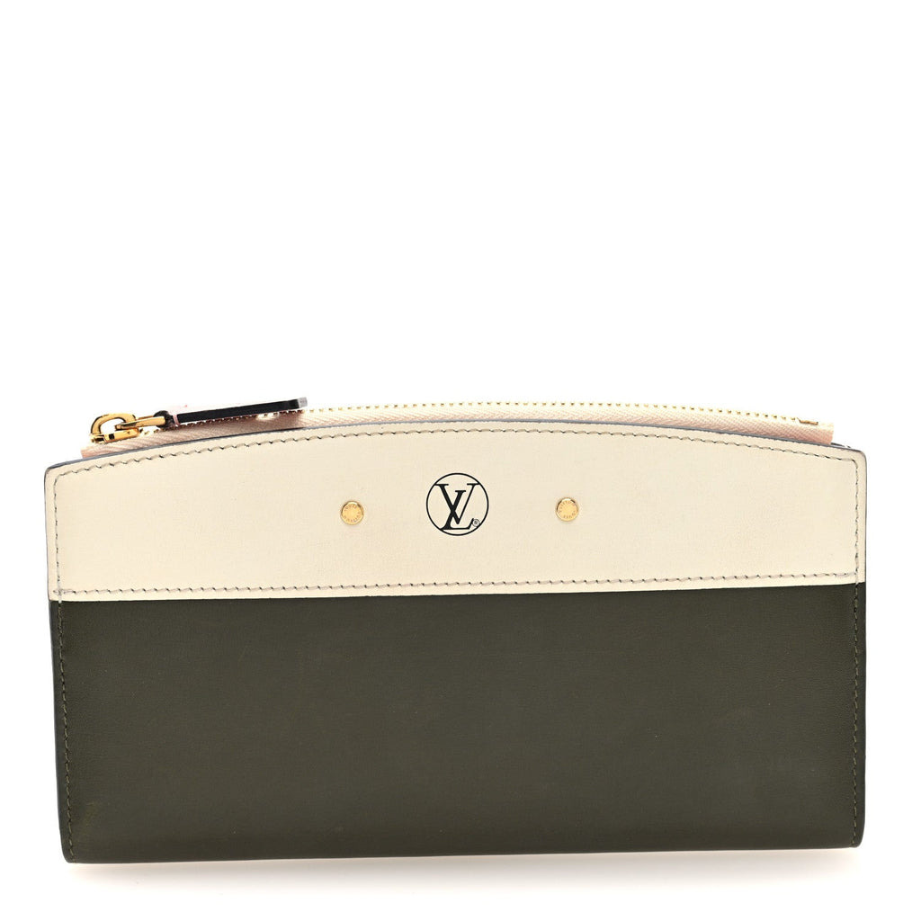 Louis Vuitton Calfskin City Steamer Wallet Kaki White
