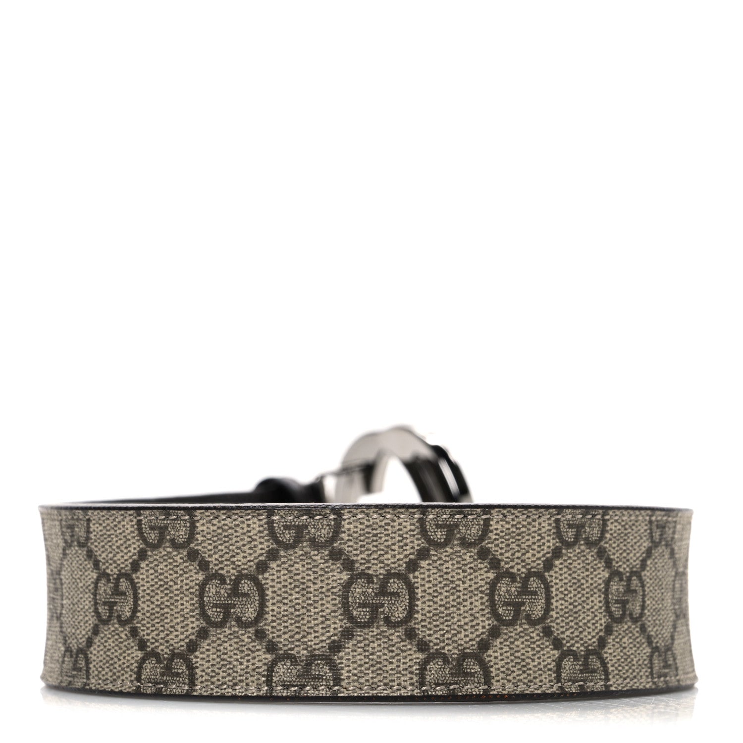 Gucci GG Supreme Monogram Calfskin Double G 80 32 Belt Beige Ebony New Acero