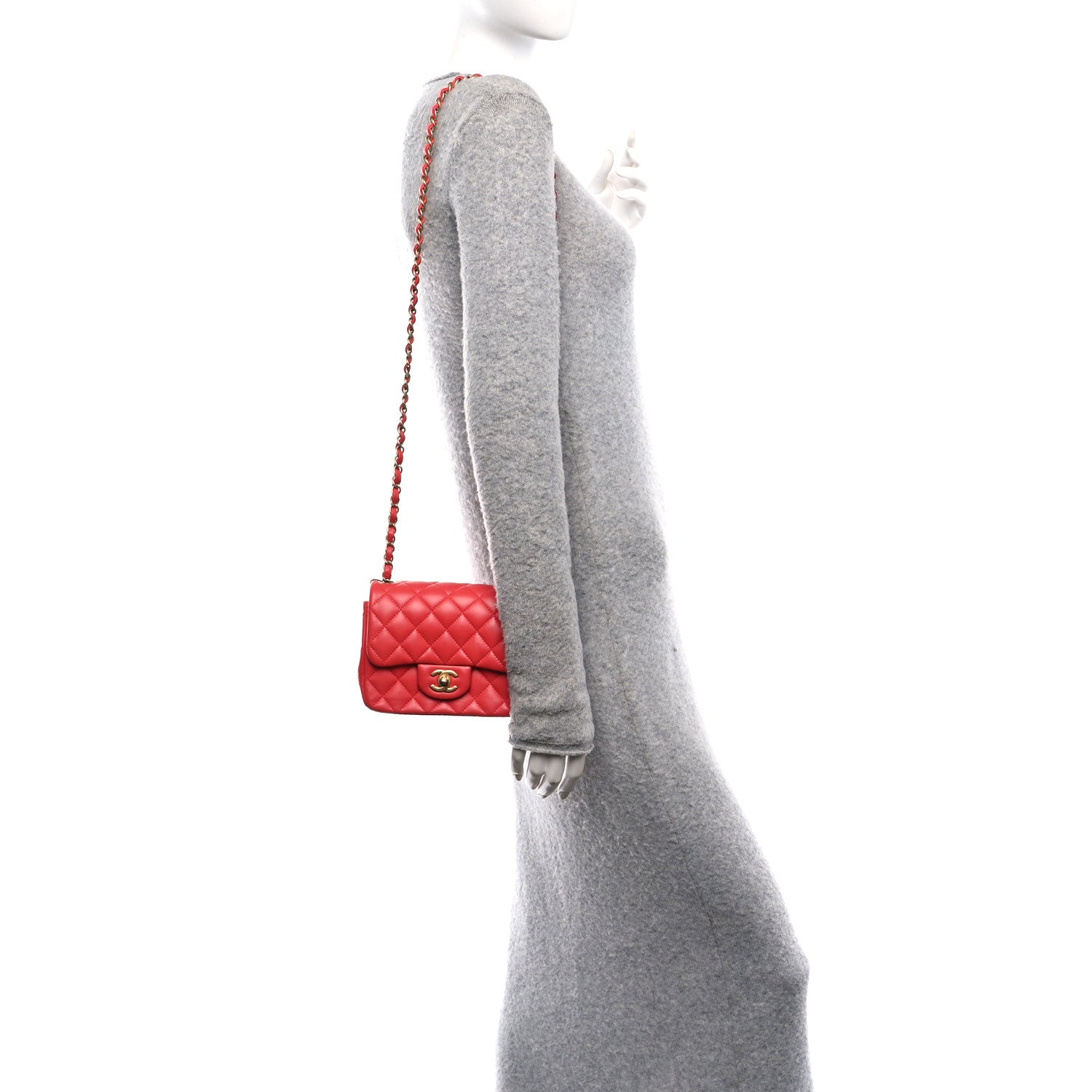 Chanel Lambskin Quilted Mini Square Flap Red