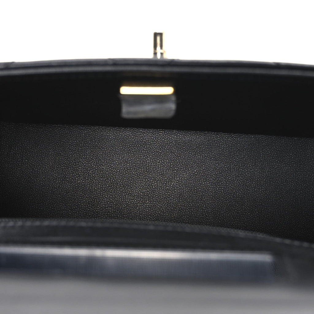 Chanel Shiny Calfskin Quilted CC Handle Vanity Flap Bag Black
