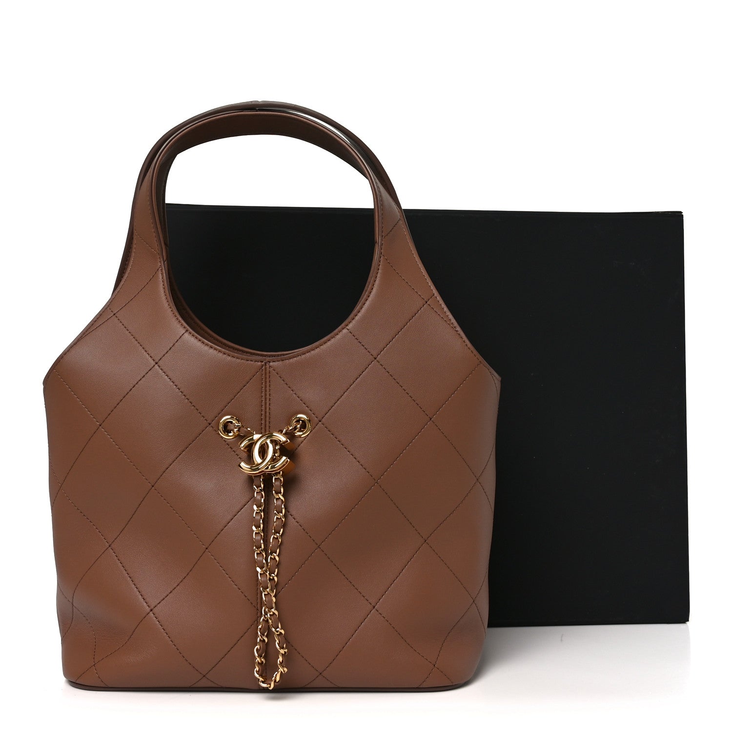 Chanel Calfskin Quilted Small Shopping Bag Brown