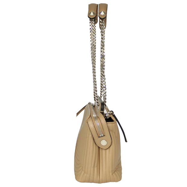 FENDI Beige Quilted Dotcom Shoulder Bag