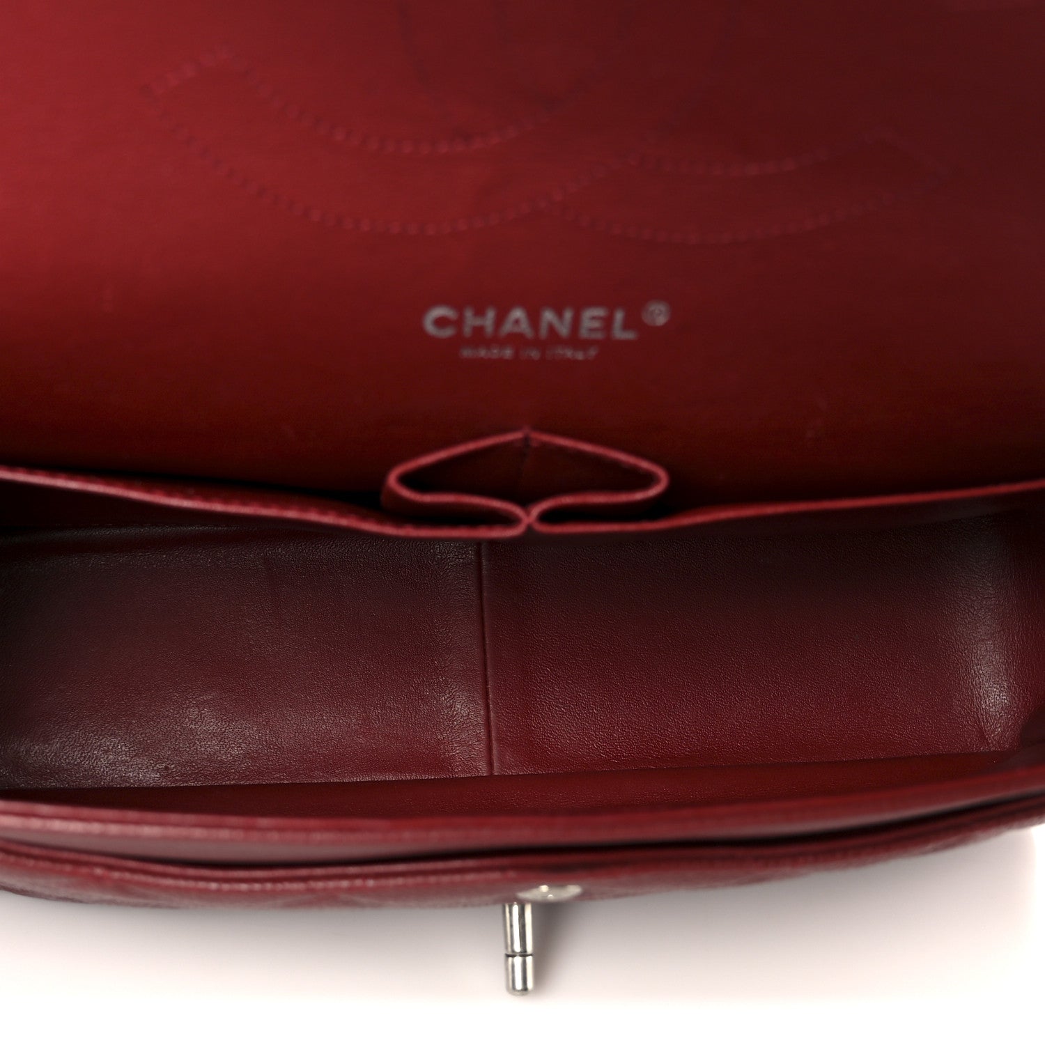 Chanel Caviar Quilted Jumbo Double Flap Dark Red
