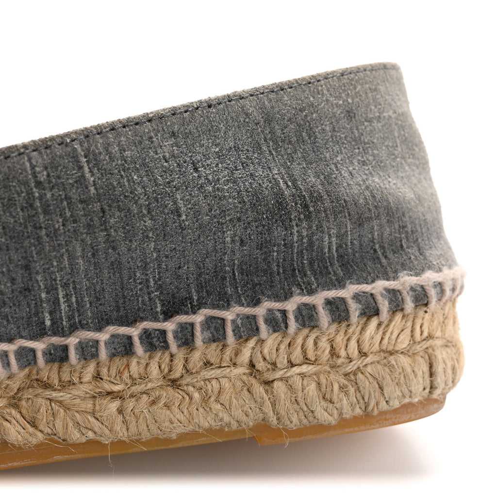 Chanel Striated Suede Espadrilles 37 Dark Grey