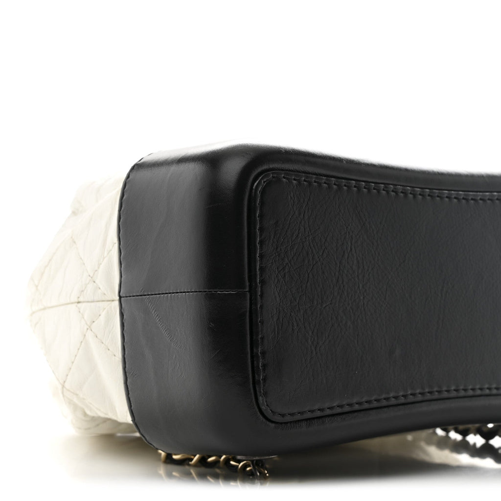 Chanel Aged Calfskin Quilted Small Gabrielle Backpack Black White