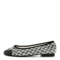 Chanel Tweed Sequin Lambskin Cap Toe Ballerina Flats 39 Black