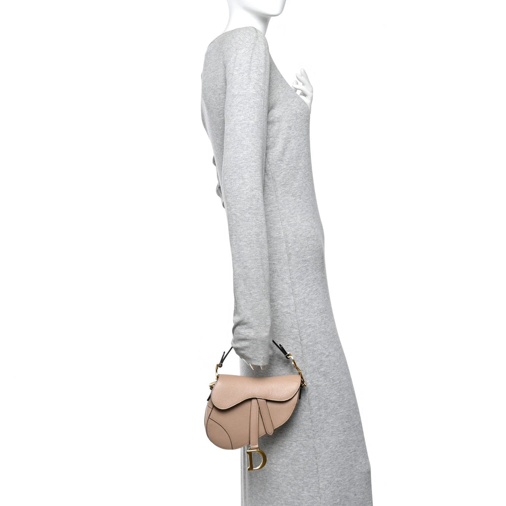 Christian Dior Grained Calfskin Mini Saddle Bag Fard