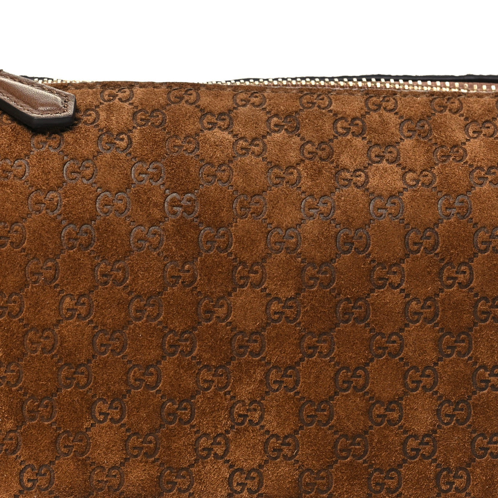 Gucci Suede GG Monogram Half Horsebit Mini Shoulder Bag Brown