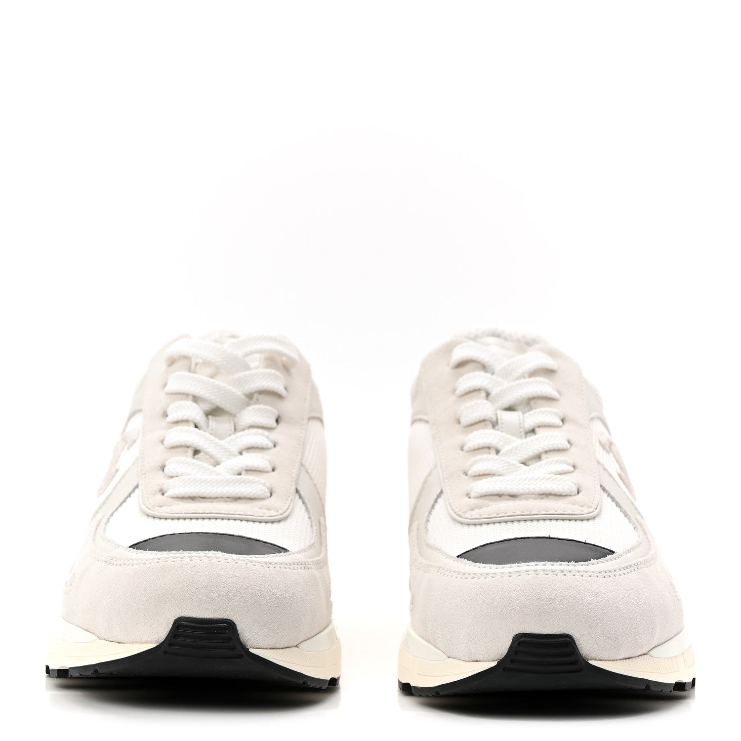Mixed Fibers Suede Shiny Calfskin Womens CC Sneakers 38.5 White