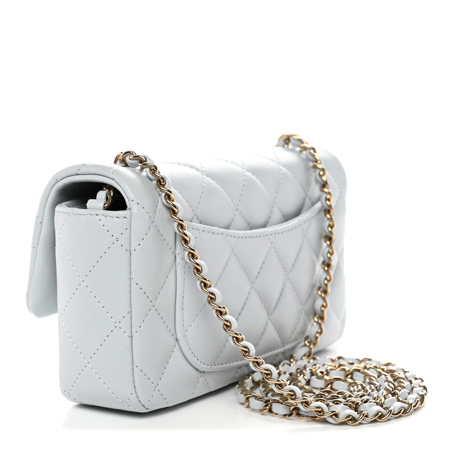 Chanel Lambskin Quilted Extra Mini Rectangular Flap Light Blue