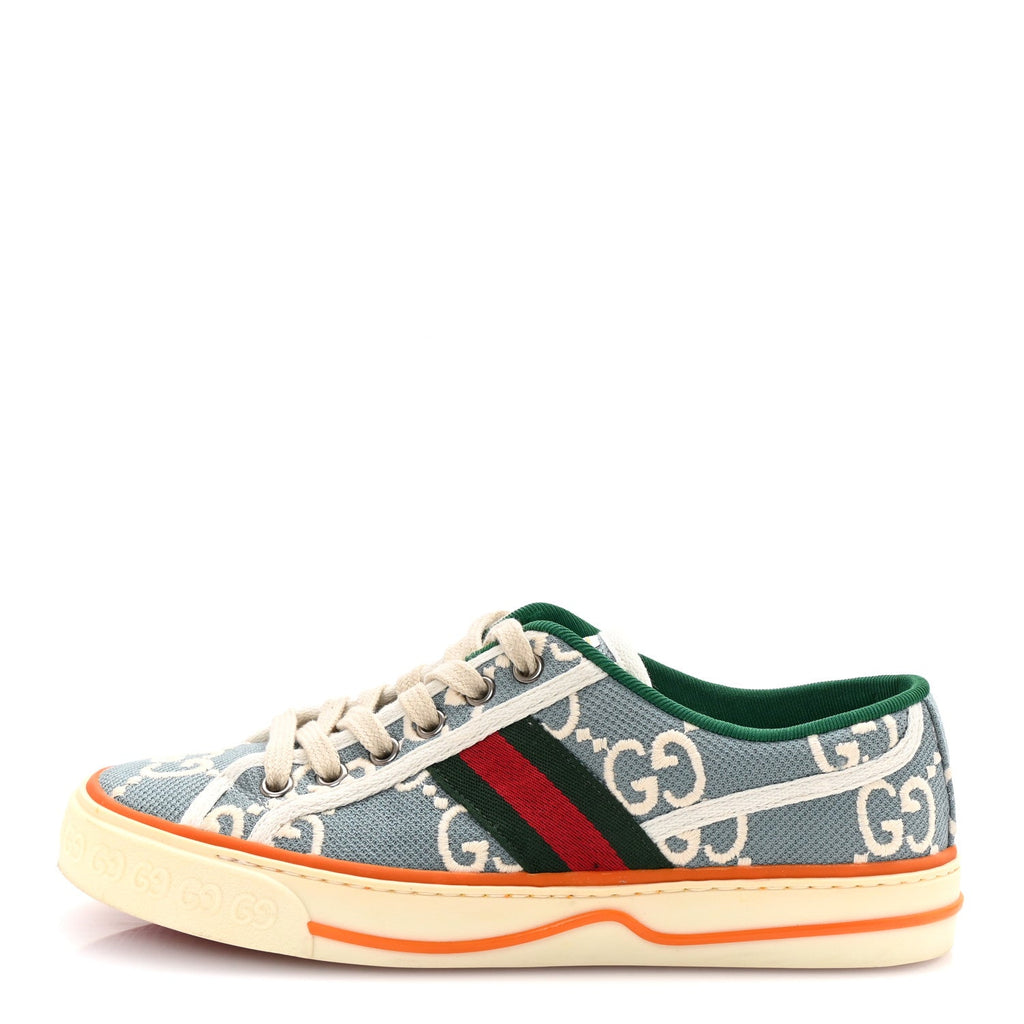 Gucci Cotton GG Monogram Web Womens 1977 Tennis Sneakers 37 Philod Ivory Mystic White