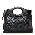 Chanel Crumpled Calfskin Quilted 31 Large Shopping Bag Black