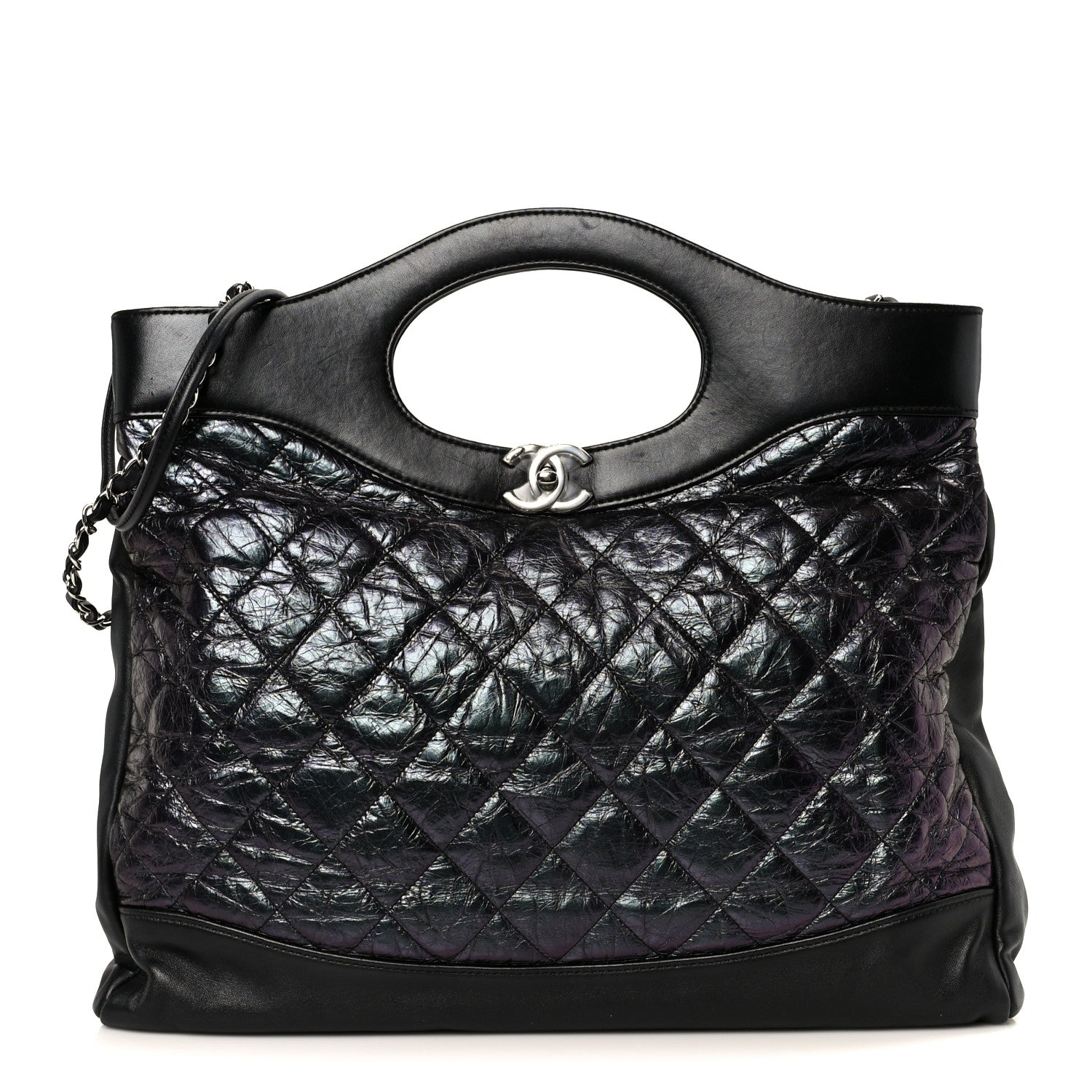 Chanel Crumpled Calfskin Quilted 31 Large Shopping Bag Black