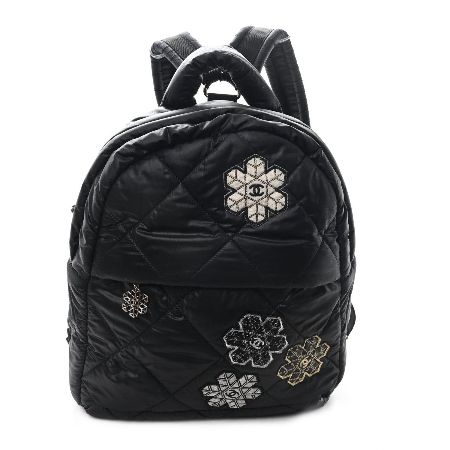 Chanel Nylon Tweed Quilted Small Coco Neige Snowflake Backpack Black
