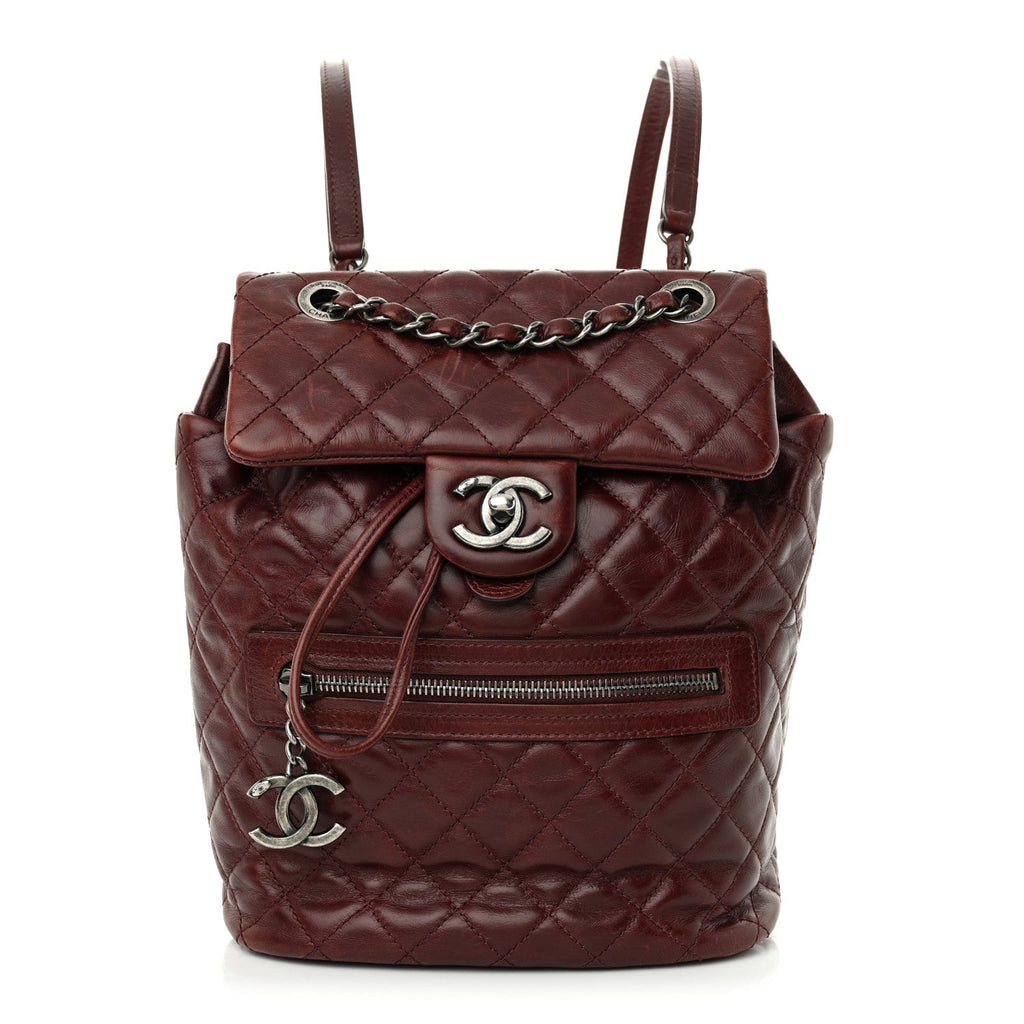 Chanel Glazed Calfskin Quilted Small Salzburg Backpack Burgundy