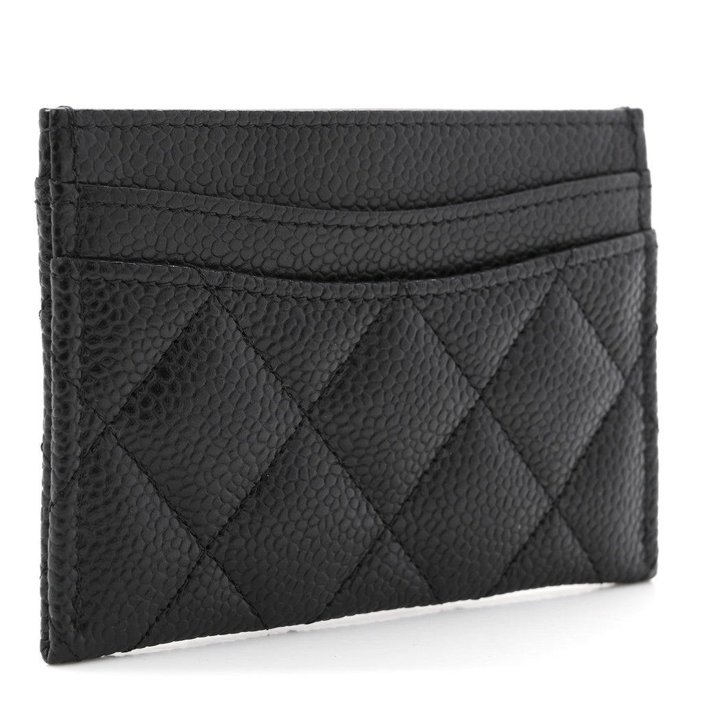 Caviar Quilted Card Holder Black