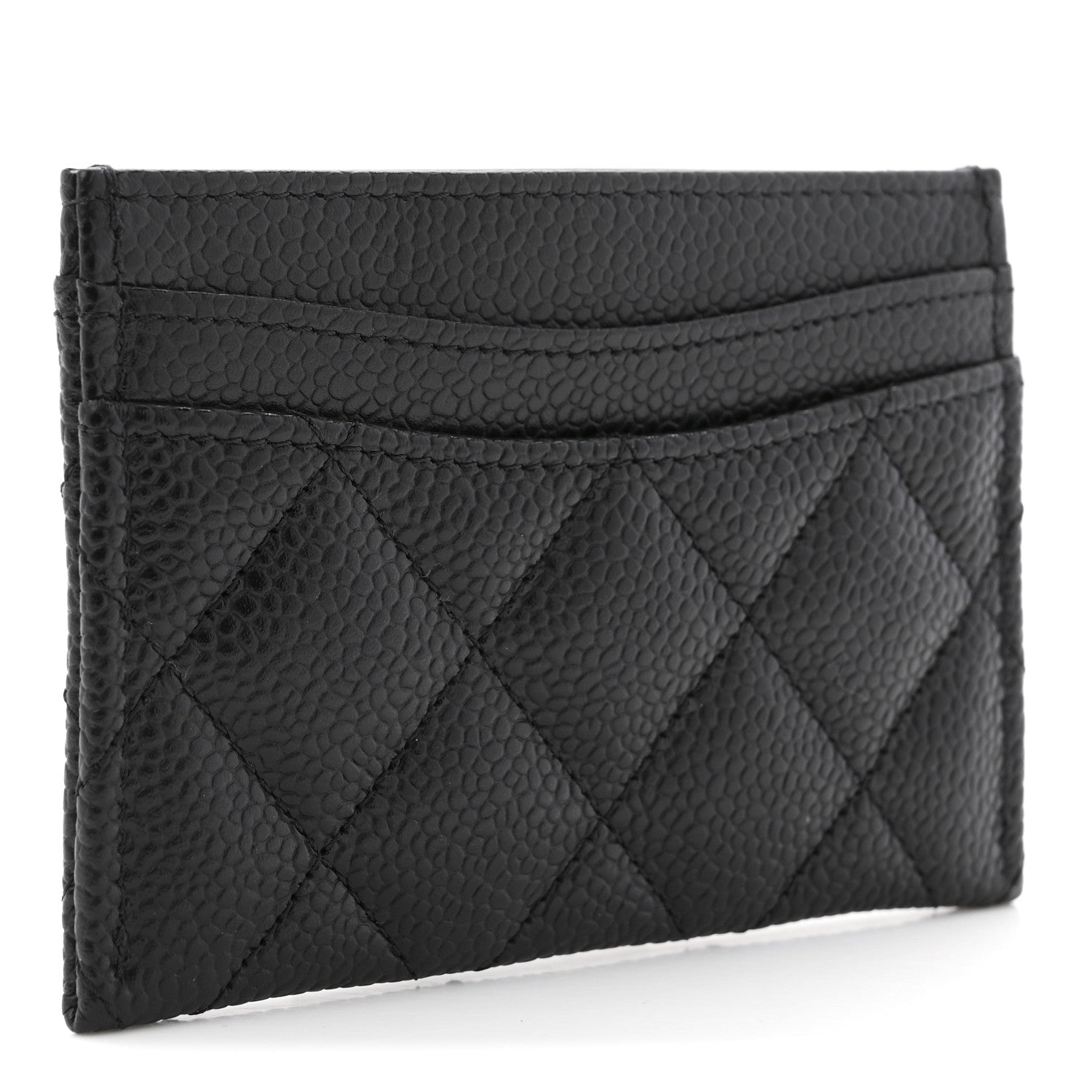 Caviar Quilted Card Holder Black