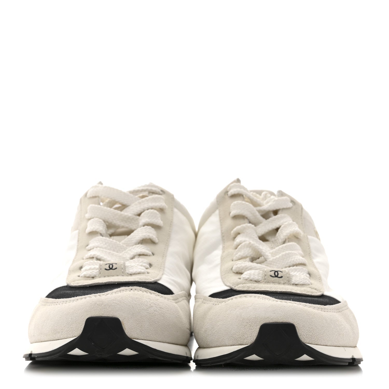 Nylon Suede Kidskin Calfskin Logo Sneakers 37.5 White Black