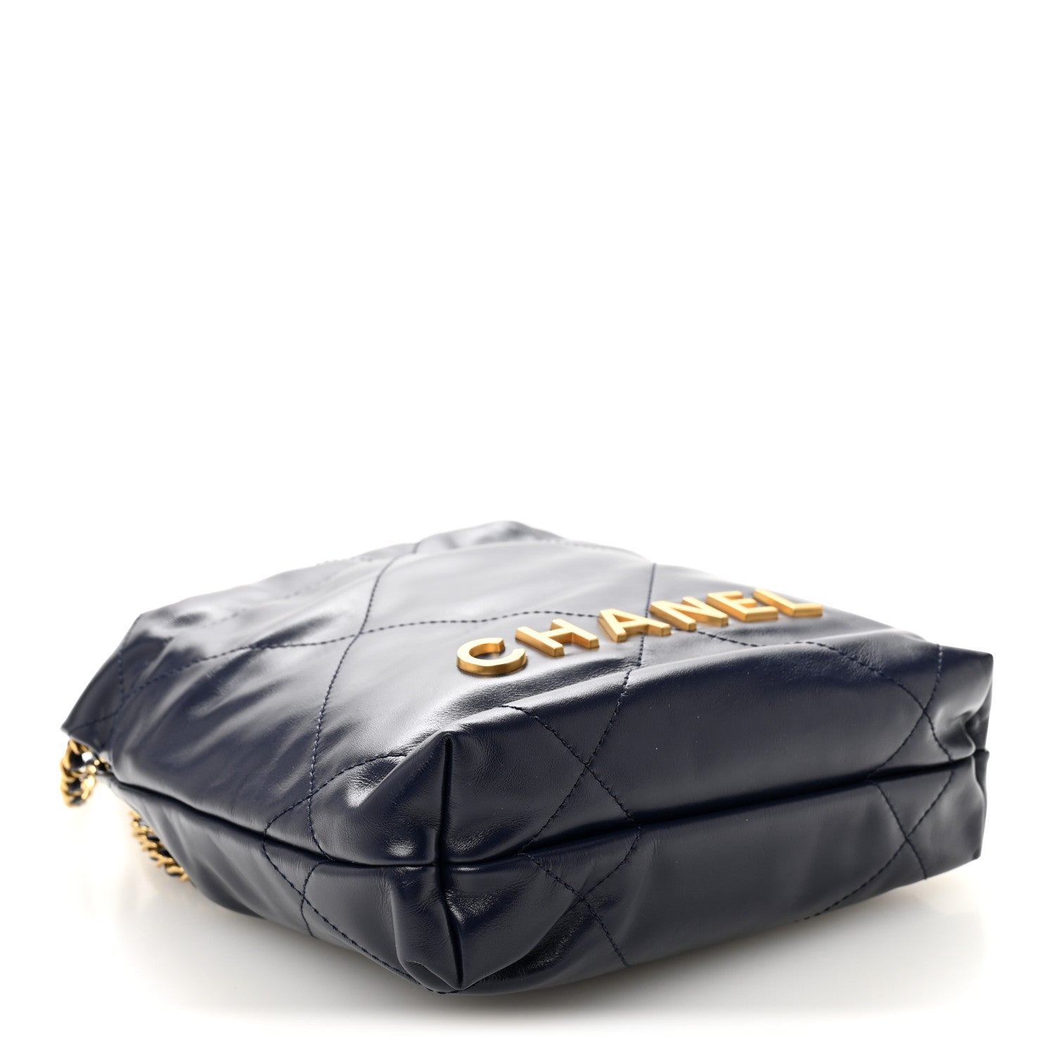 Chanel Shiny Calfskin Quilted Mini Chanel 22 Navy Blue