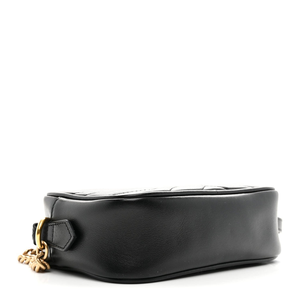 Gucci Calfskin Matelasse Mini GG Marmont Chain Shoulder Bag Black